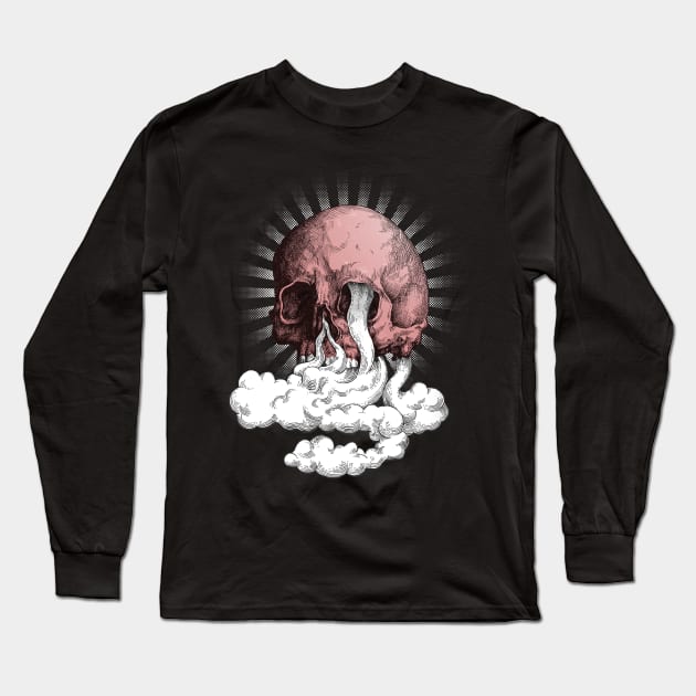 Vaper Skull Long Sleeve T-Shirt by Black Tee Inc